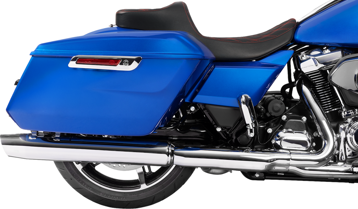 Drag Specialties Seats Extended Reach Predator III Seat - Double Diamond - Red Stitching - Vinyl - FLH/FLT '23-'24