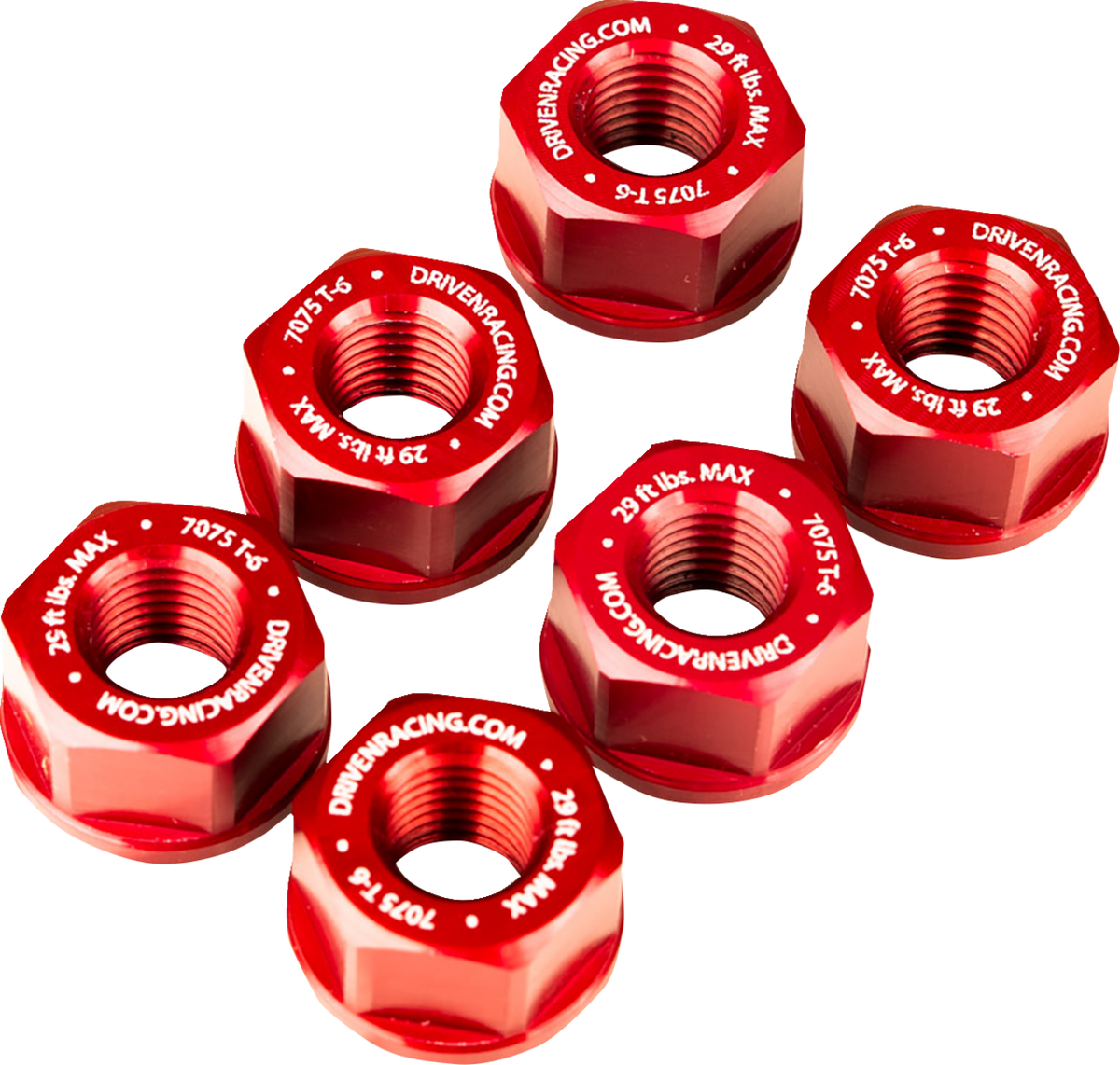 Driven Racing Sprocket Nuts - 6-Bolt Hub - Red - M10 X 1.0