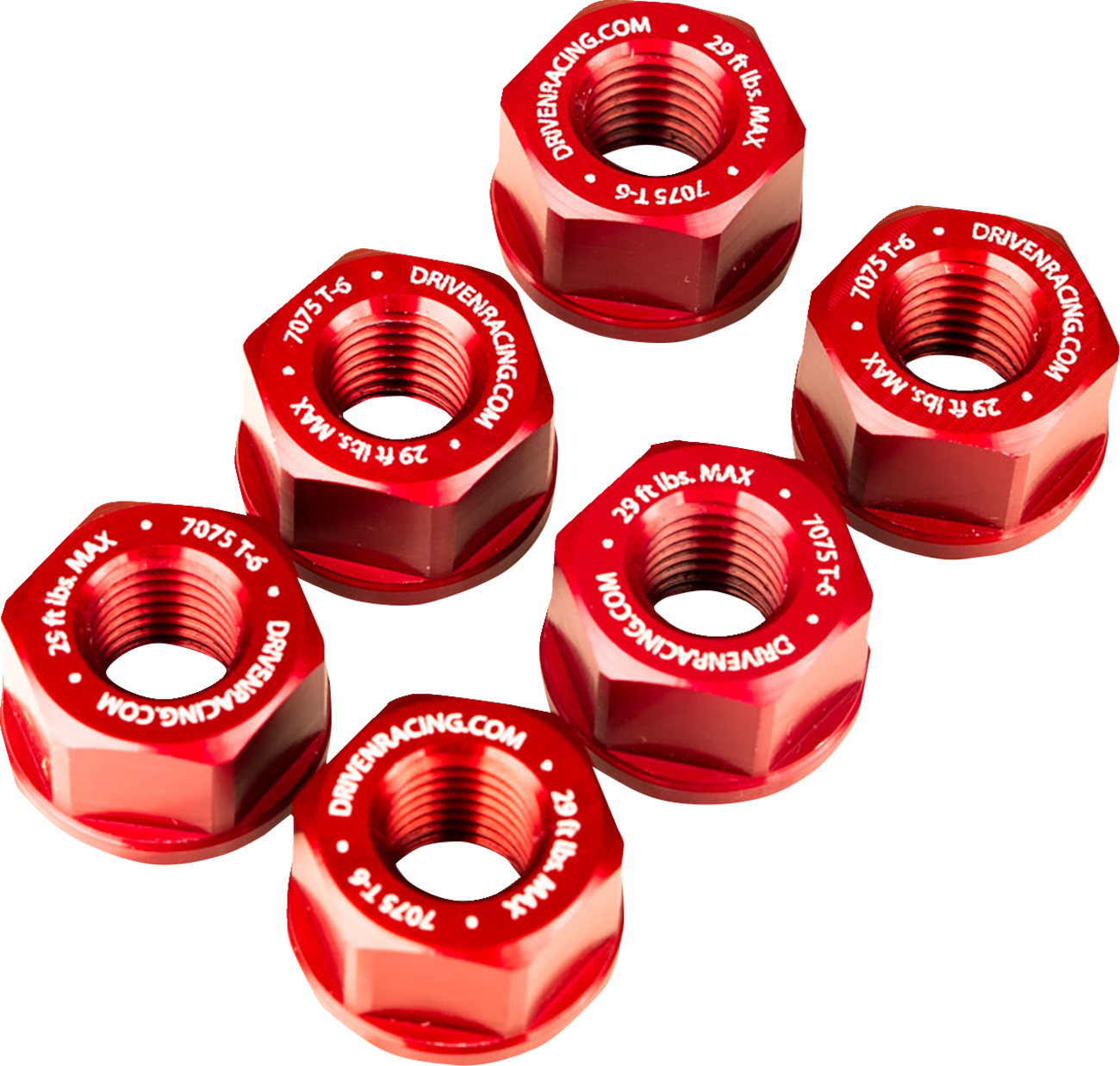 Driven Racing Sprocket Nuts - 6-Bolt Hub - Red - M10 X 1.0