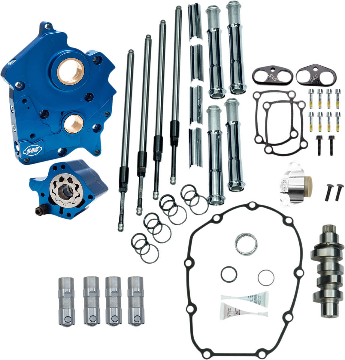 S&S Cycle Cam Chest Kit - Oil Cooled - Chain Drive - 475 Cam - Chrome Pushrod Tubes - M8