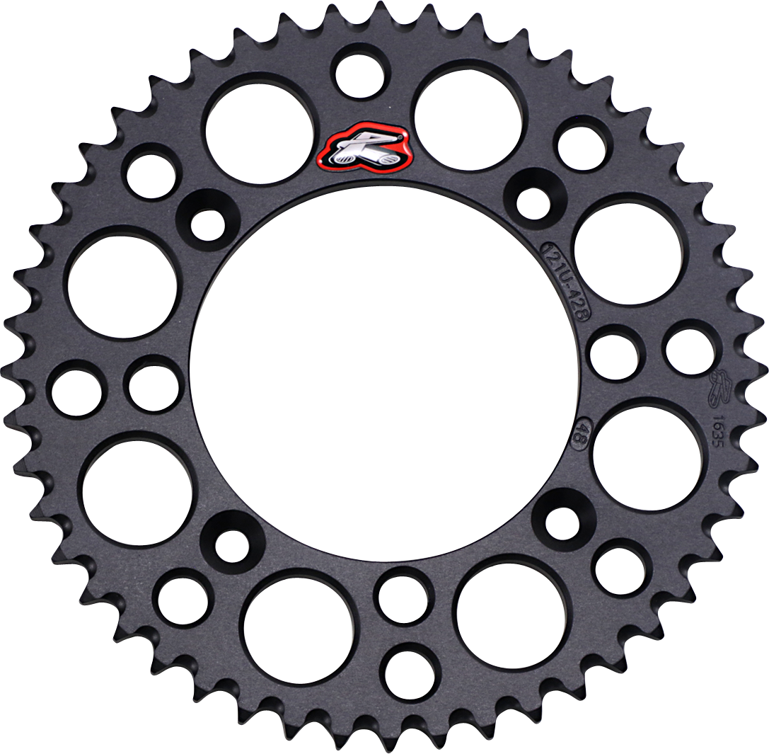 Renthal Rear Sprocket - Aluminum - 48 Tooth - Black - Suzuki/Yamaha