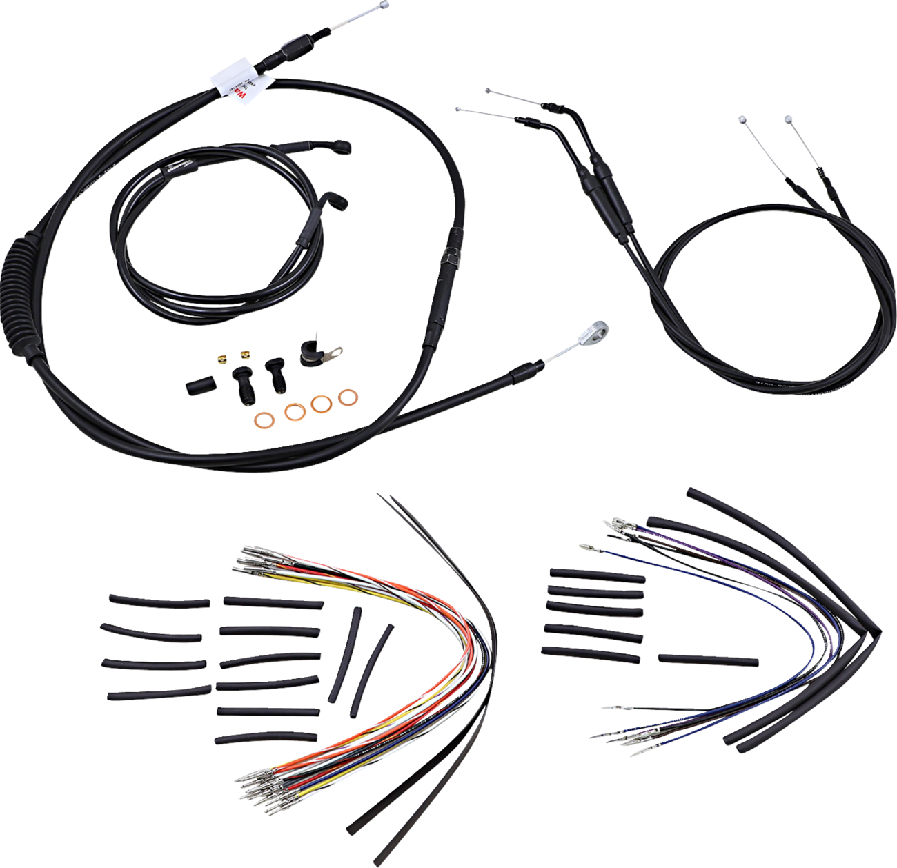 Burly Brand Complete Black Vinyl Handlebar Cable/Line Kit For Ape Hangers - 14" - '06 FXDWG