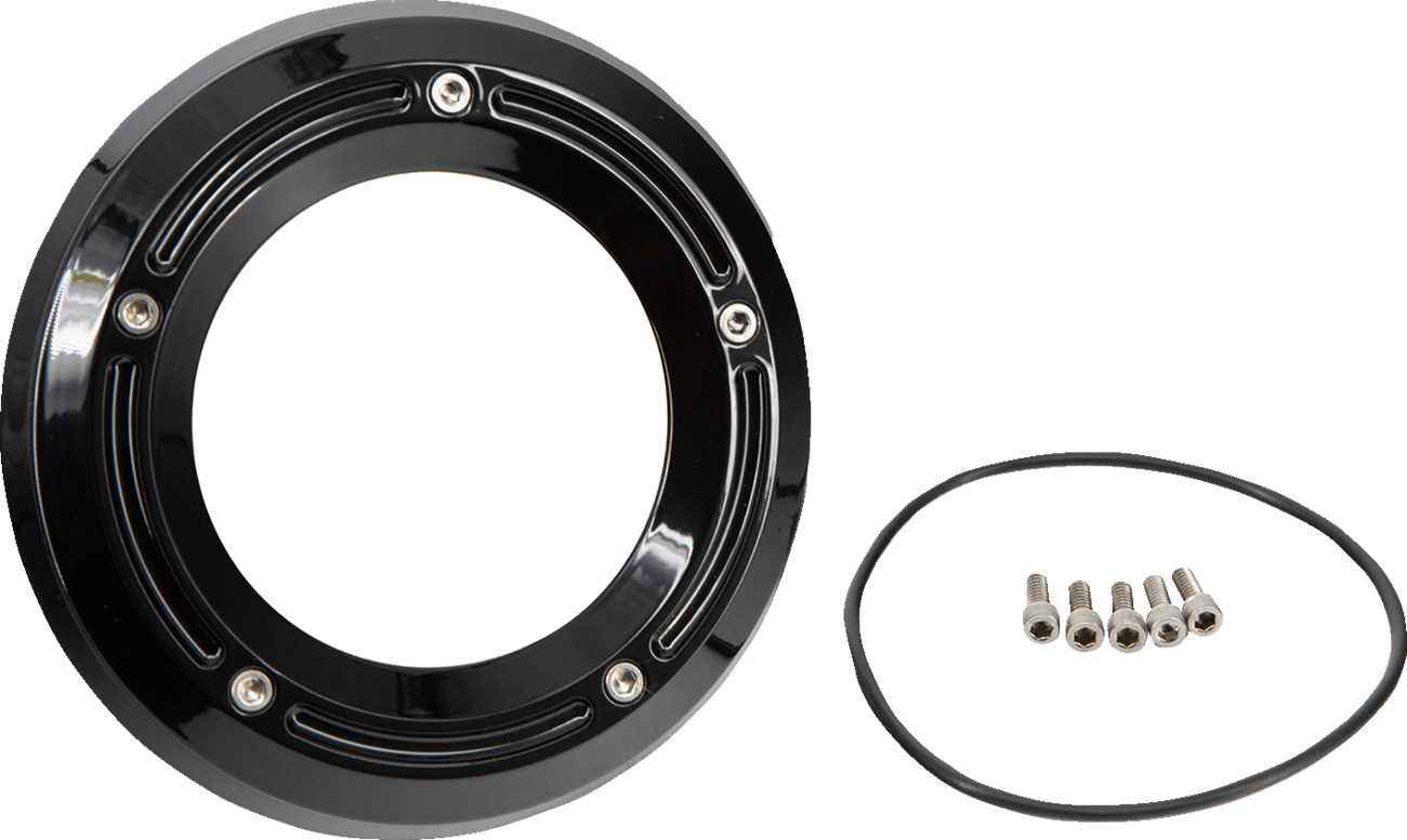 Trask Assault Derby Cover With Window - Gloss Black - Softail