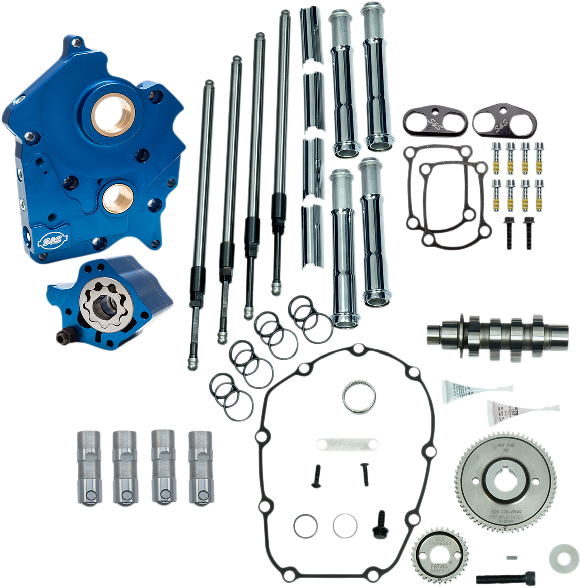 S&S Cycle Cam Chest Kit - Water Cooled - Gear Drive - 475 Cam - Chrome Pushrod Tubes - M8