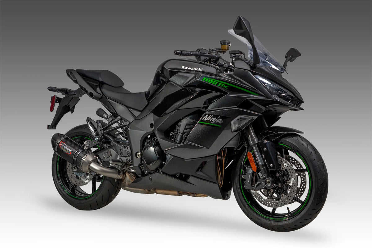 Yoshimura NINJA 1000SX 20-24/Ninja 1100SX 25-26 ALPHA Stainless Slip-On Exhaust, W/ Carbon Fiber Muffler