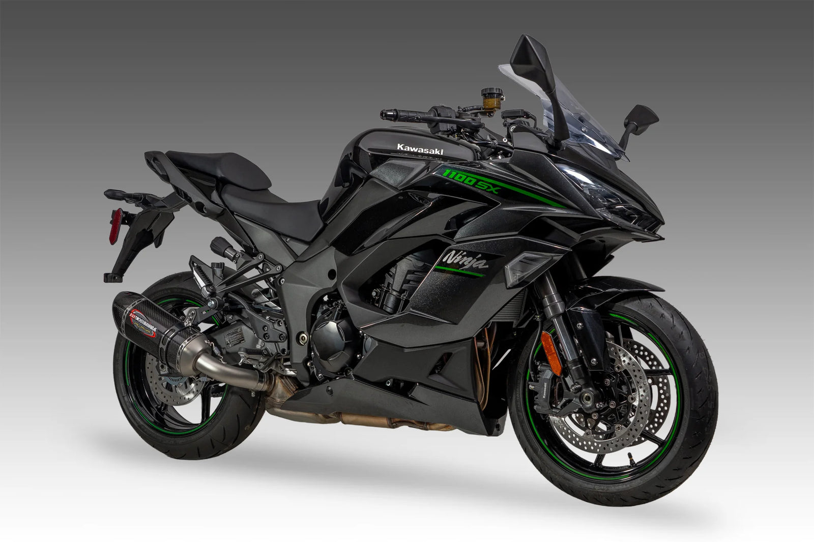 Yoshimura NINJA 1000SX 20-24/Ninja 1100SX 25-26 ALPHA Stainless Slip-On Exhaust, W/ Carbon Fiber Muffler
