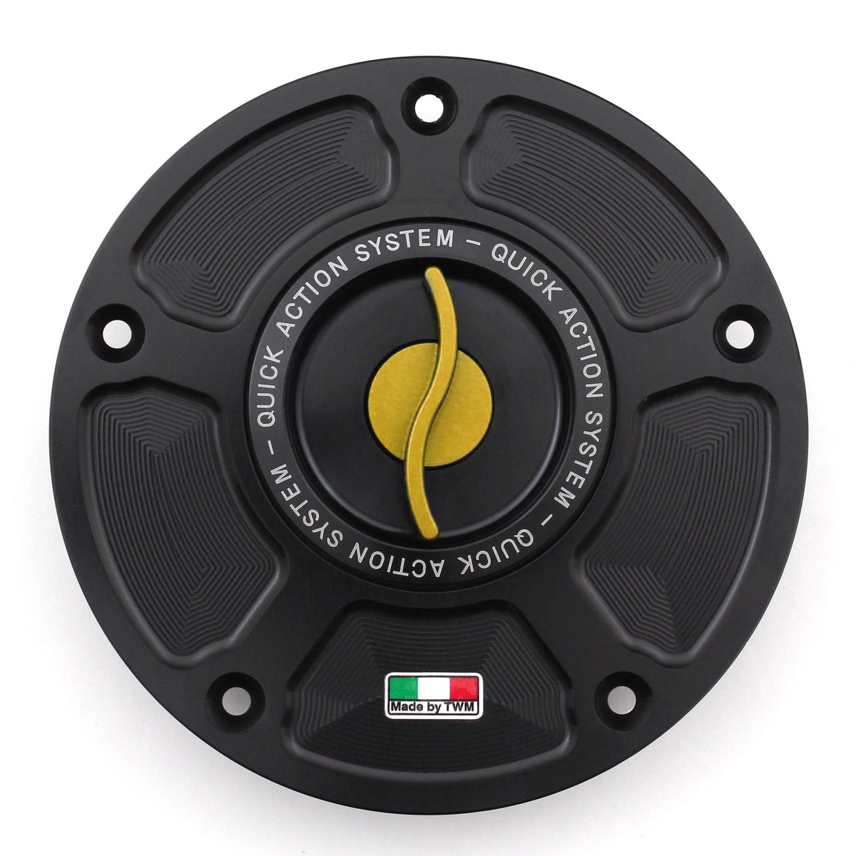 TWM CNC Aluminum Gas Cap / Fuel Cap with Gold Center Cap for Ducati Motorcycles