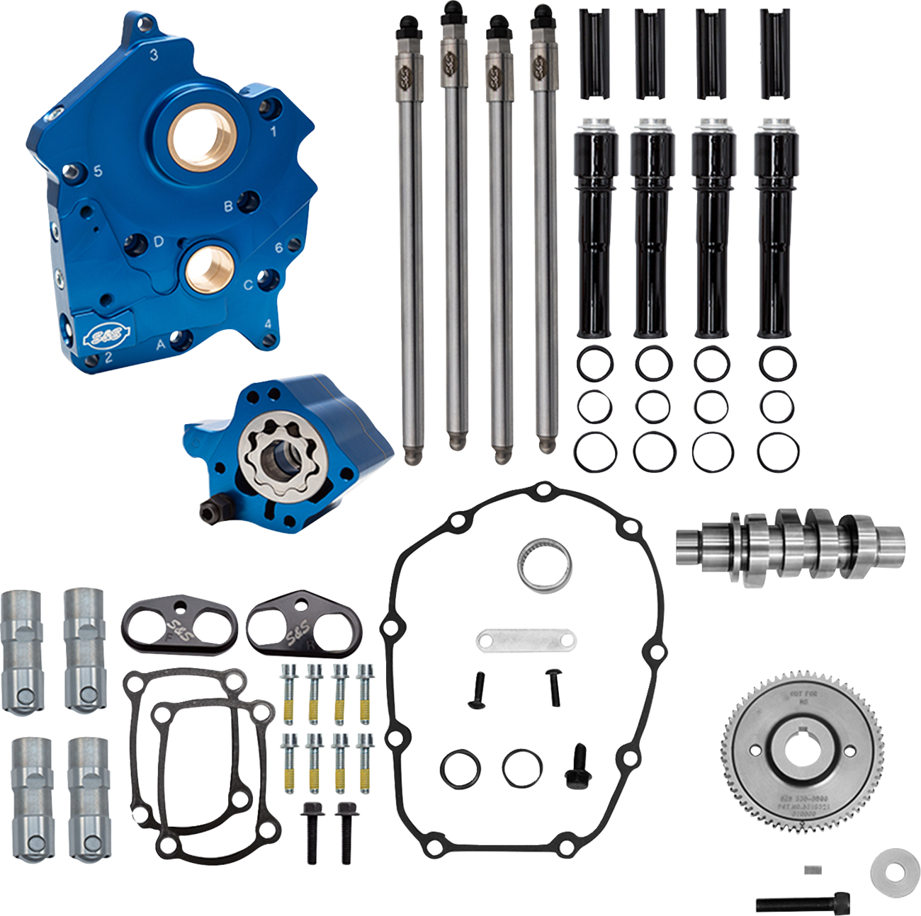S&S Cycle Cam Chest Kit - Water Cooled - Gear Drive - 496 Cam - Black Pushrod Tubes - M8