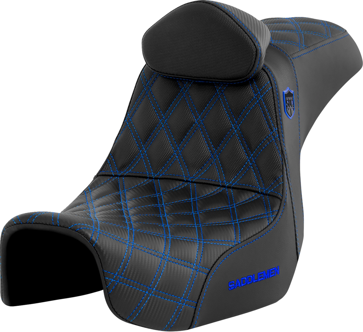 Saddlemen Pro Series SDC Performance Seat - W/ Backrest - Blue Stitch - Dyna '06-'17