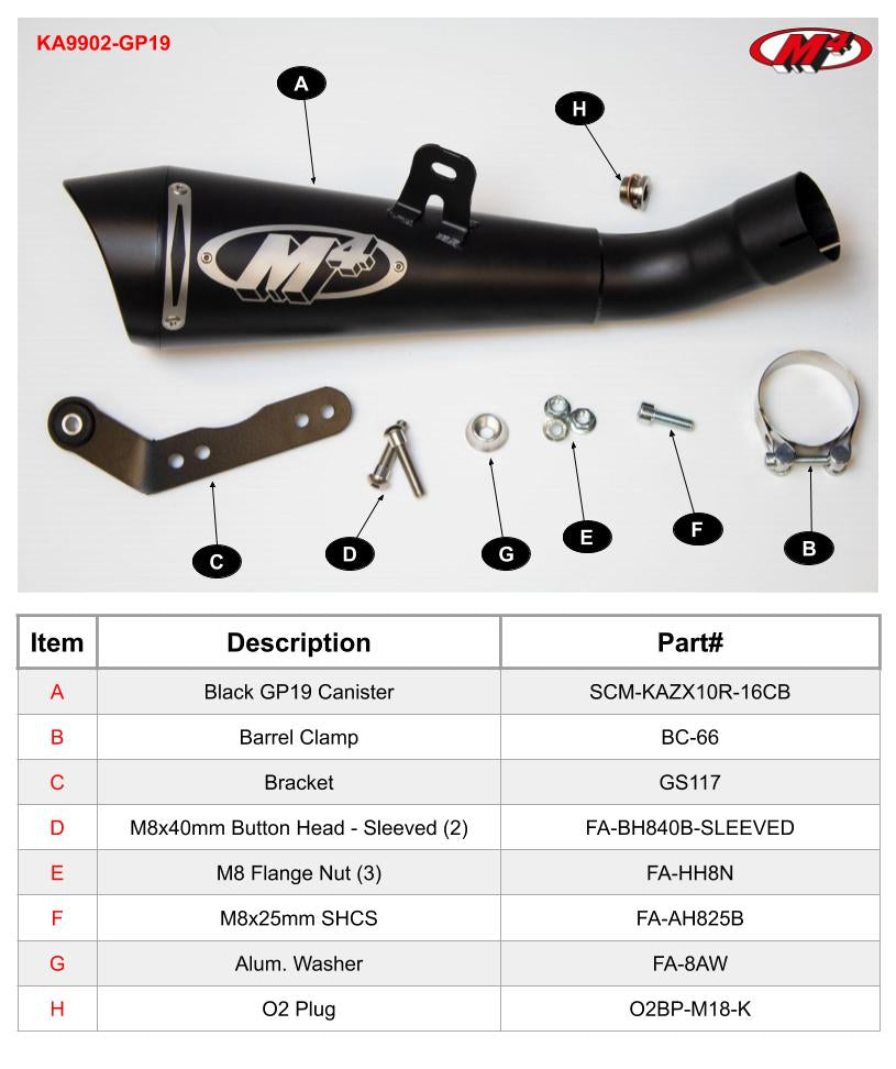 M4 Exhaust KA9902-GP19 Component Key