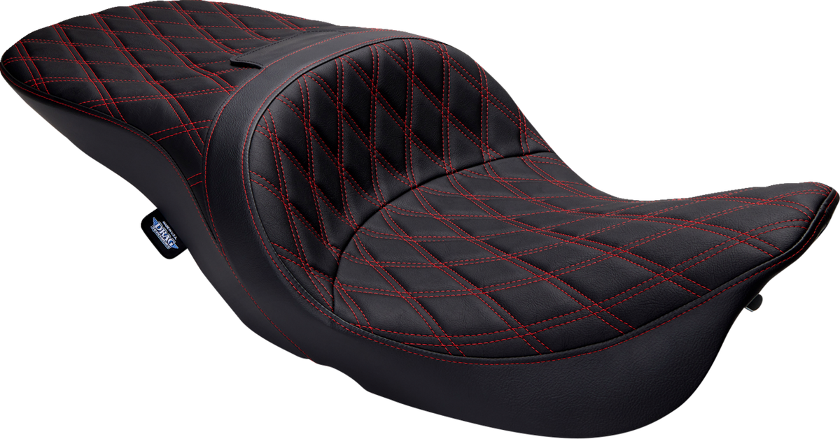 Drag Specialties Seats Freedom Seat - Vinyl - Double Diamond Red Stitch - FLH '97-'07