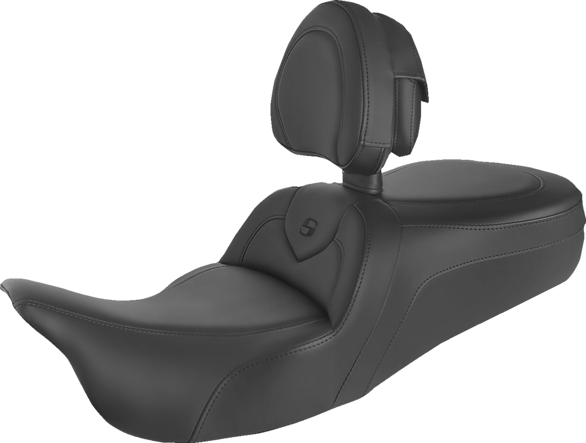 Saddlemen Roadsofa™ Seat - With Backrest - Black/Black Stitch - FLH/FLT '08-'24