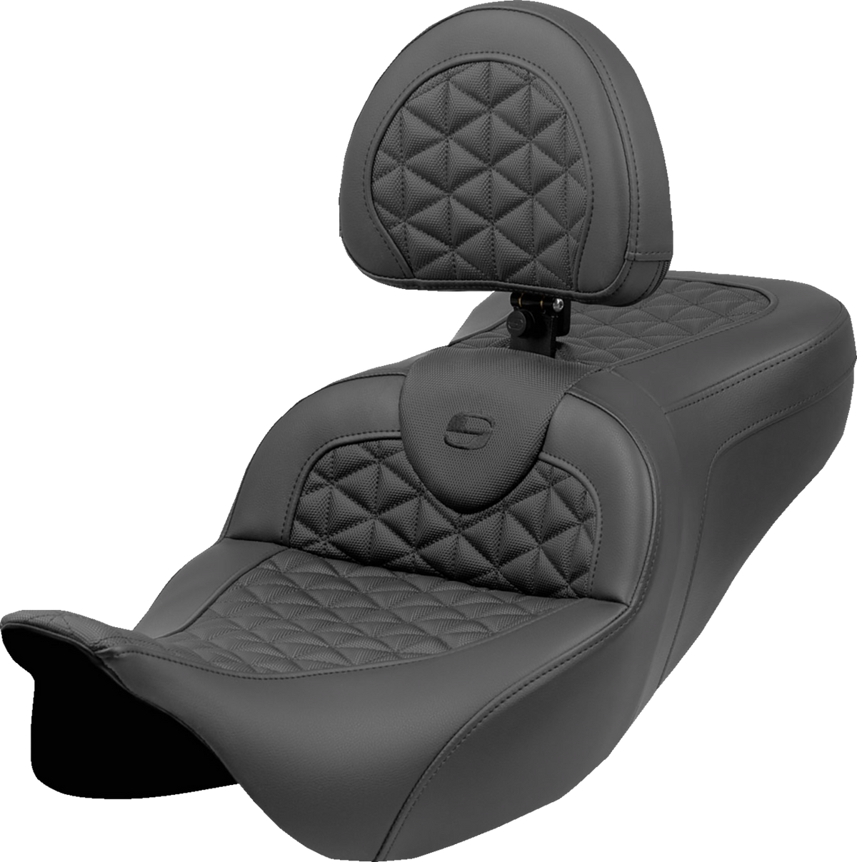 Saddlemen RoadSofa™ Tri Gripper Seat - Standard Reach - W/ Backrest - FLH/FLT '08-'25