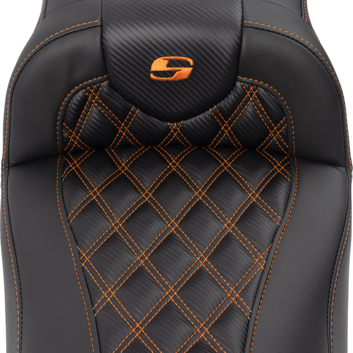 Saddlemen Roadsofa™ Extended Reach Seat - With Backrest - Lattice Stitch - Orange Stitch - FLTR/FLHX '23-'24