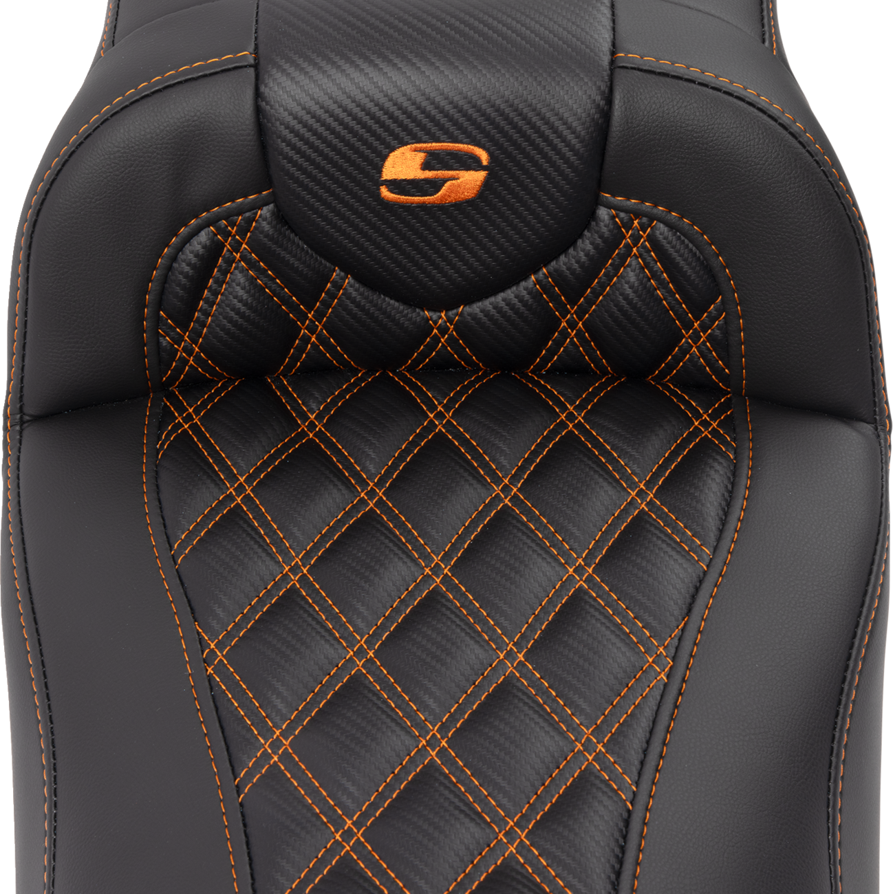 Saddlemen Roadsofa™ Extended Reach Seat - With Backrest - Lattice Stitch - Orange Stitch - FLTR/FLHX '23-'24