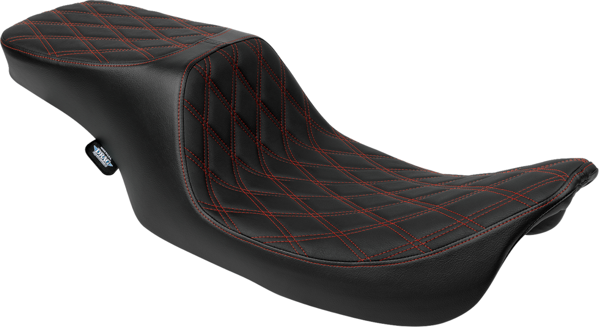 Drag Specialties Seats Predator 2-Up Seat - Vinyl - Double Diamond - Red Stitching - W/O Backrest - FL '97-'07