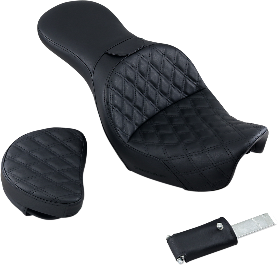 Saddlemen Explorer Seat - With Backrest - Lattice Stitched - Black - FXD