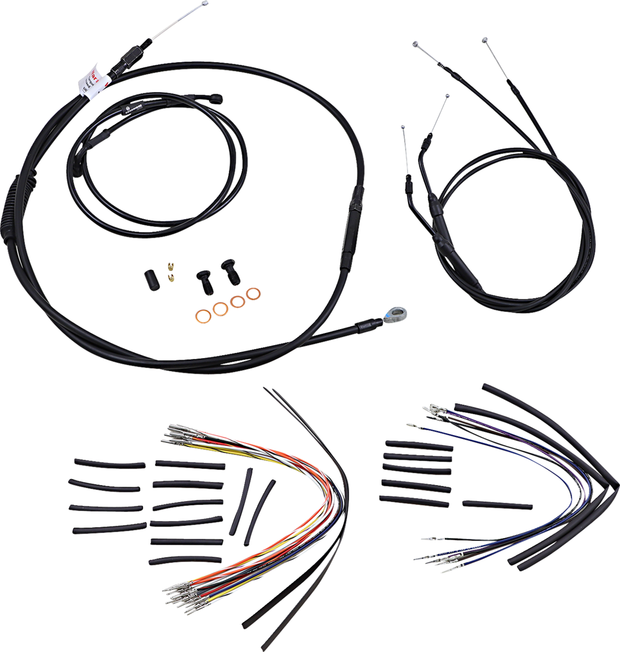Burly Brand Complete Black Vinyl Handlebar Cable/Line Kit For Ape Hangers - 16" - '06 FXDWG