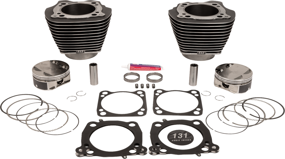 S&amp;S Cycle Cylinder Kit - 131" Stroker Cylinder - Black Granite W/Highlights - M8