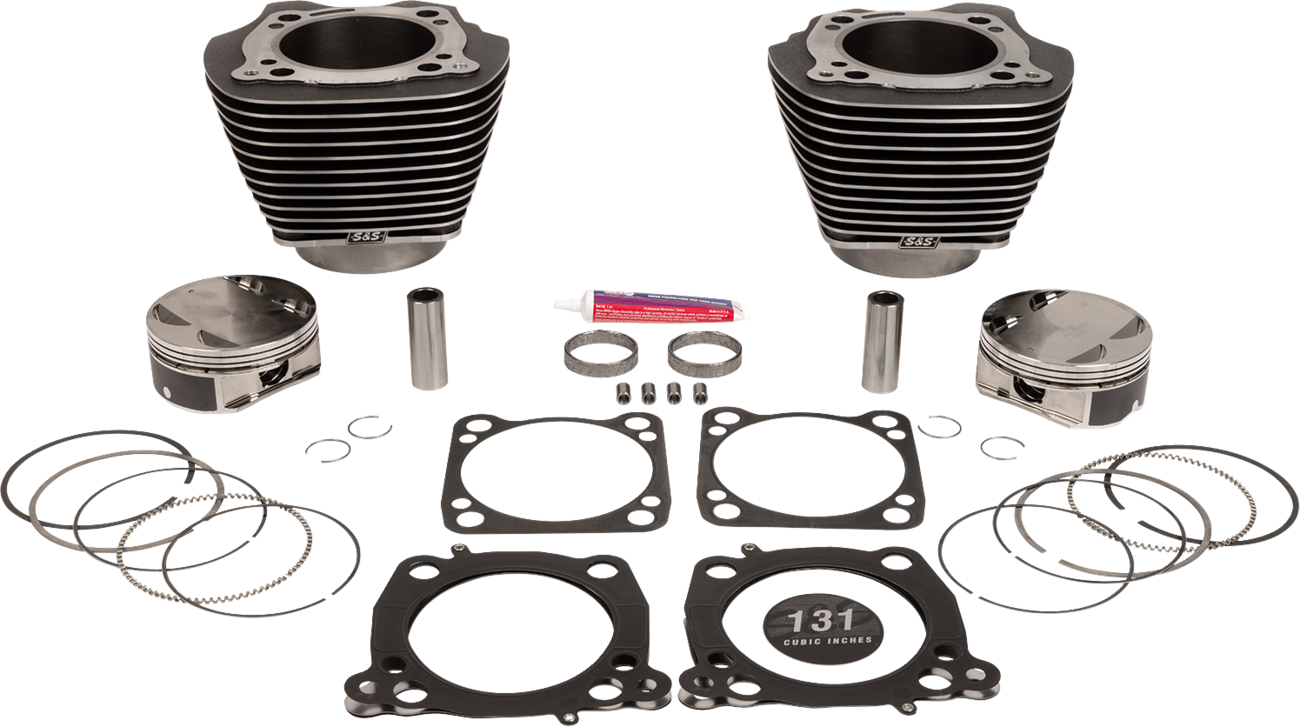 S&S Cycle Cylinder Kit - 131" Stroker Cylinder - Black Granite W/Highlights - M8