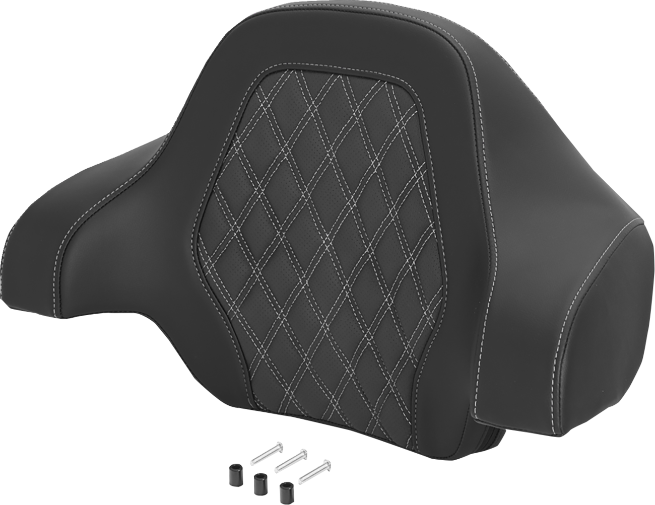 Saddlemen Deluxe Tour Pack Sissy Bar Pad - Black / Silver / Lattice Stitched / Silver Stitching