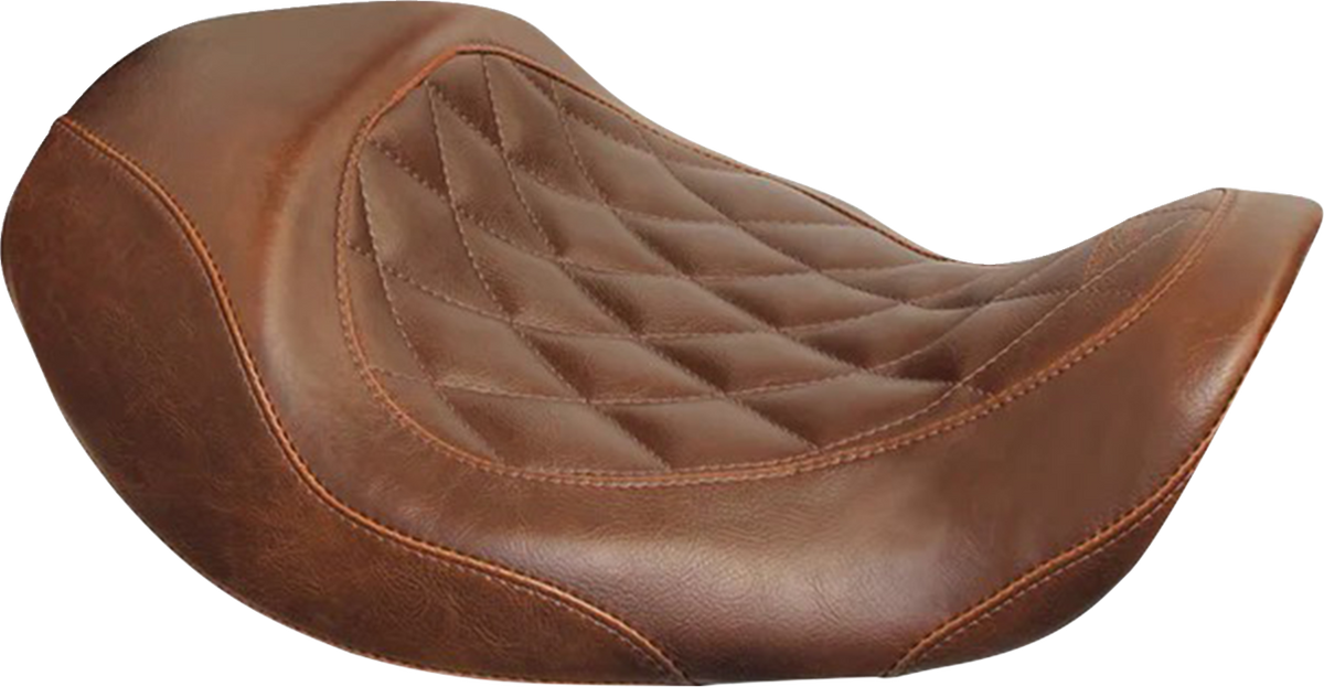 Mustang Forward Wide Tripper Solo Seat - Diamond - Brown - Dyna '06-'17