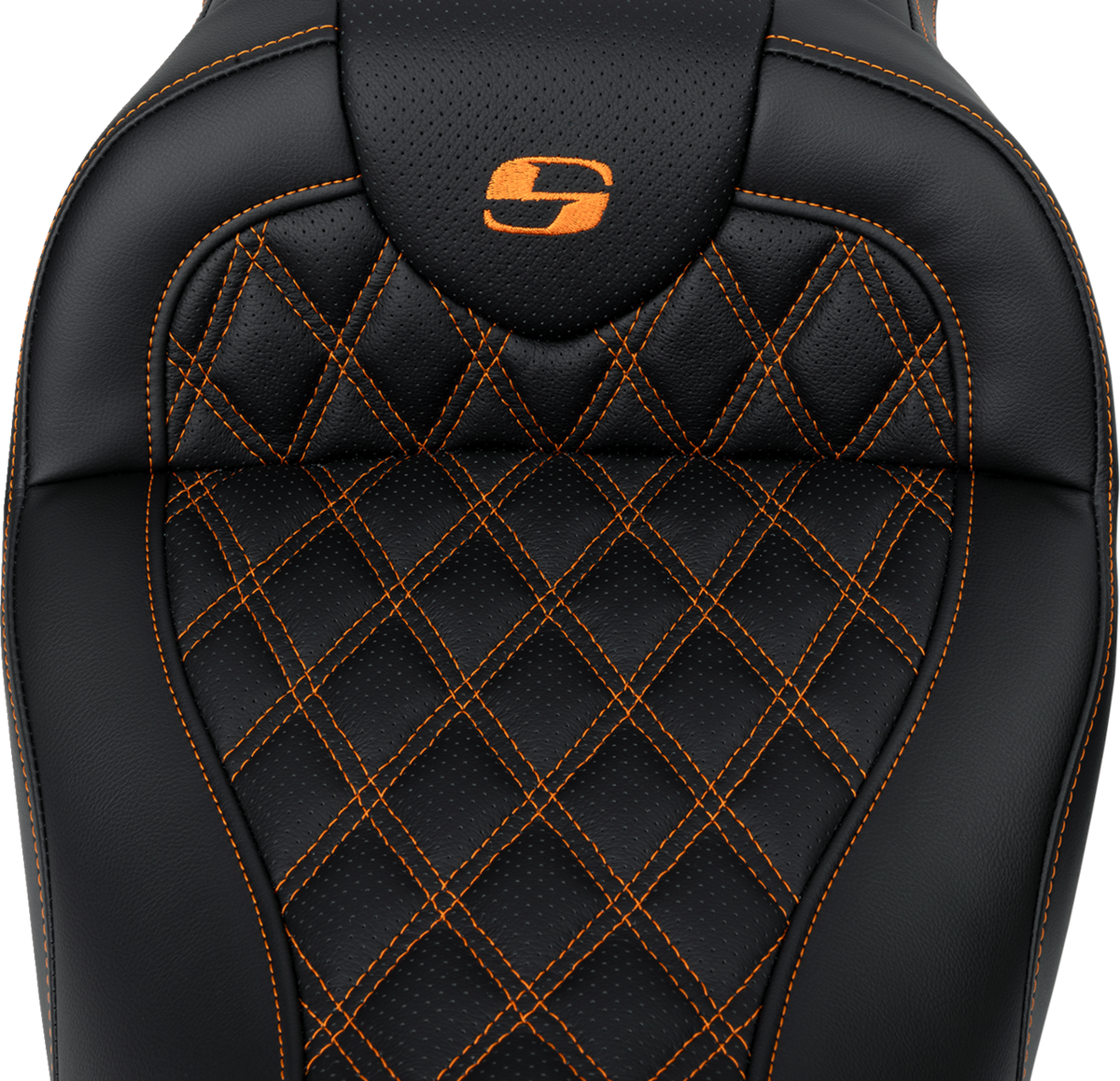 Saddlemen Roadsofa™ Seat - With Backrest - Orange Stitch - FL '08-'23