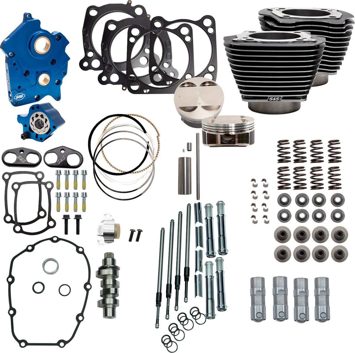 S&amp;S Cycle Power Pack - Oil Cooled - 550C - Black Granite W/Highlight - Chrome Pushrod Tubes - M8