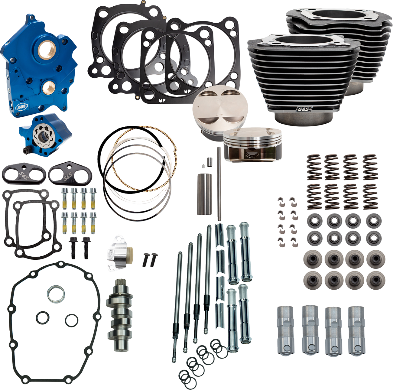 S&S Cycle Power Pack - Oil Cooled - 550C - Black Granite W/Highlight - Chrome Pushrod Tubes - M8