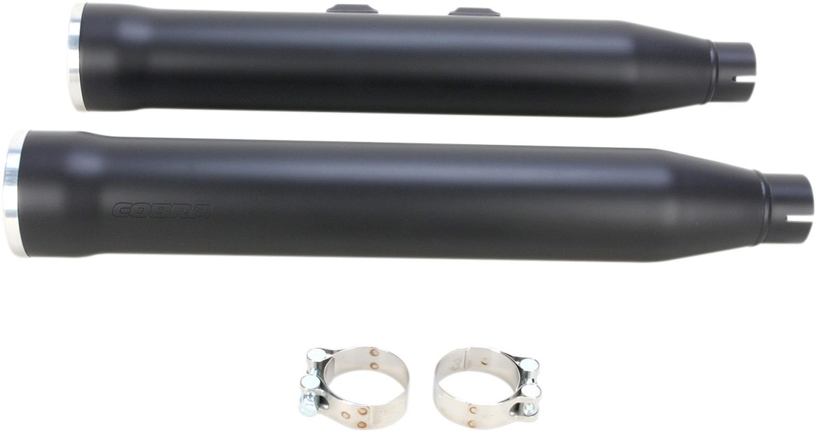 Cobra Slip-On Mufflers With Race Pro Tips - 3" - Black - '07-'17 FLSTN/FLSTSB/FLSS/FLSTFBS