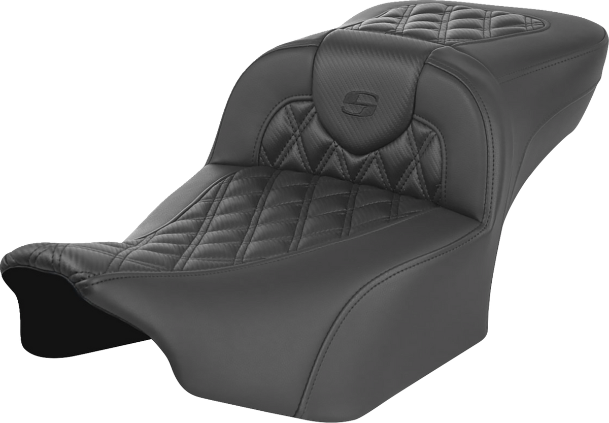 Saddlemen Roadsofa™ Extended Reach Seat - Without Backrest - Carbon Fiber - Lattice Stitch - FLTR/FLHX '23-'24