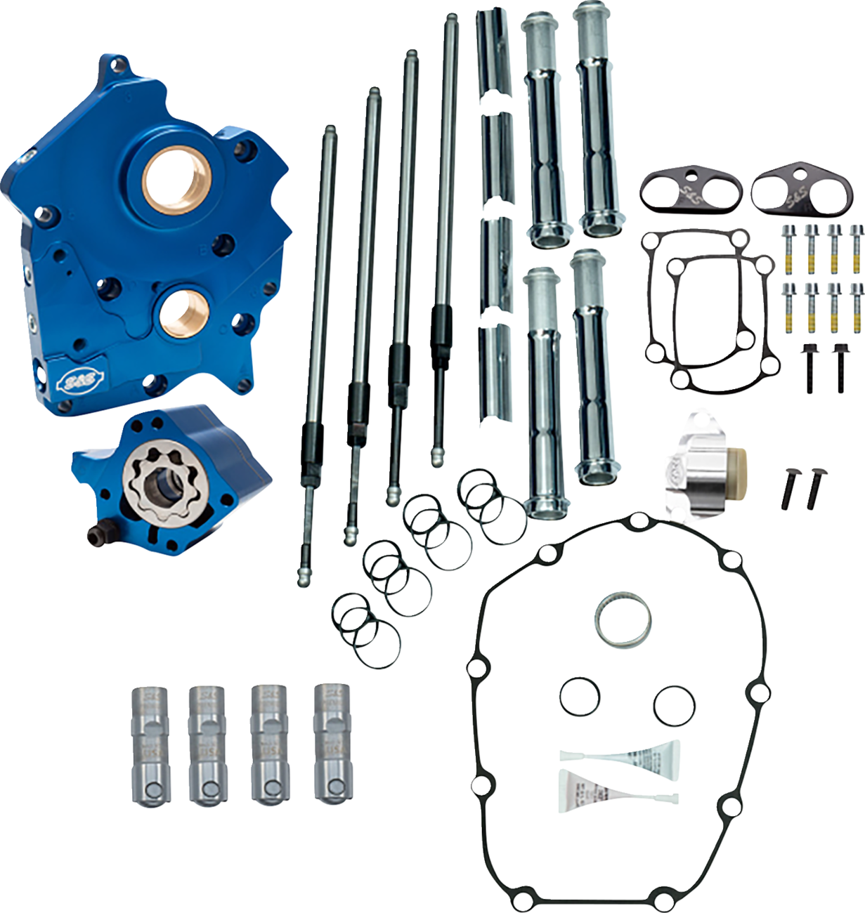 S&S Cycle Cam Chest - Oil Cooled - Chain Drive - Chrome Pushrod Tubes - M8