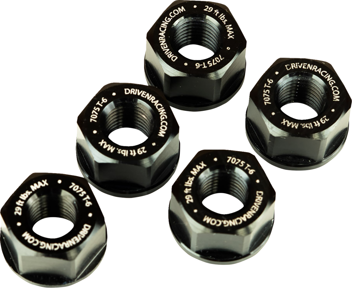 Driven Racing Sprocket Nuts - 5-Bolt Hub - Black - M10 X 1.25