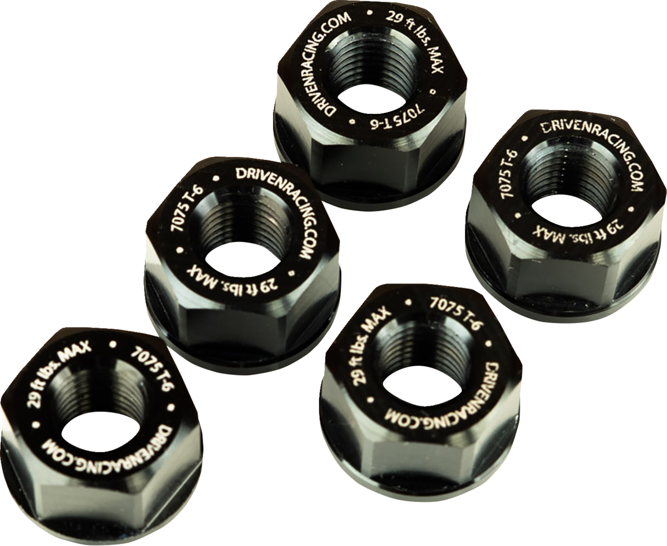 Driven Racing Sprocket Nuts - 5-Bolt Hub - Black - M10 X 1.25