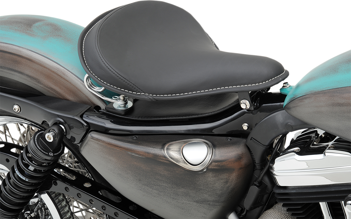Drag Specialties Seats Seat - Spring Solo - Large - Black Solar-Reflective Leather/White Perimeter Stitch