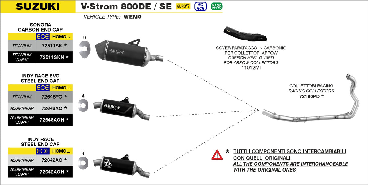 Arrow 72190PD Racing Headers Interchangeable With Original Ones