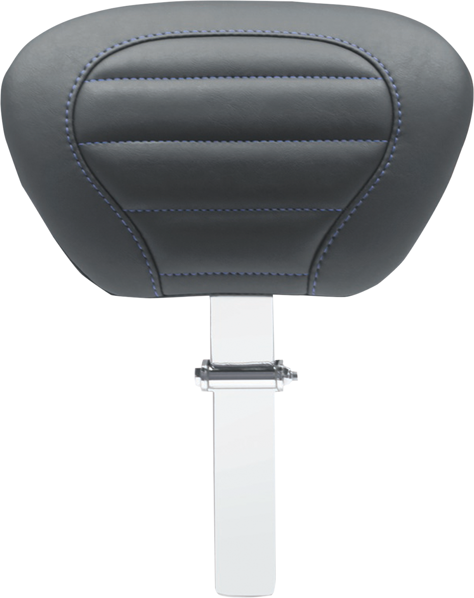 Mustang Deluxe Driver Backrest - Black W/ Sky Blue Stitching - FLT/FLH '08-'25
