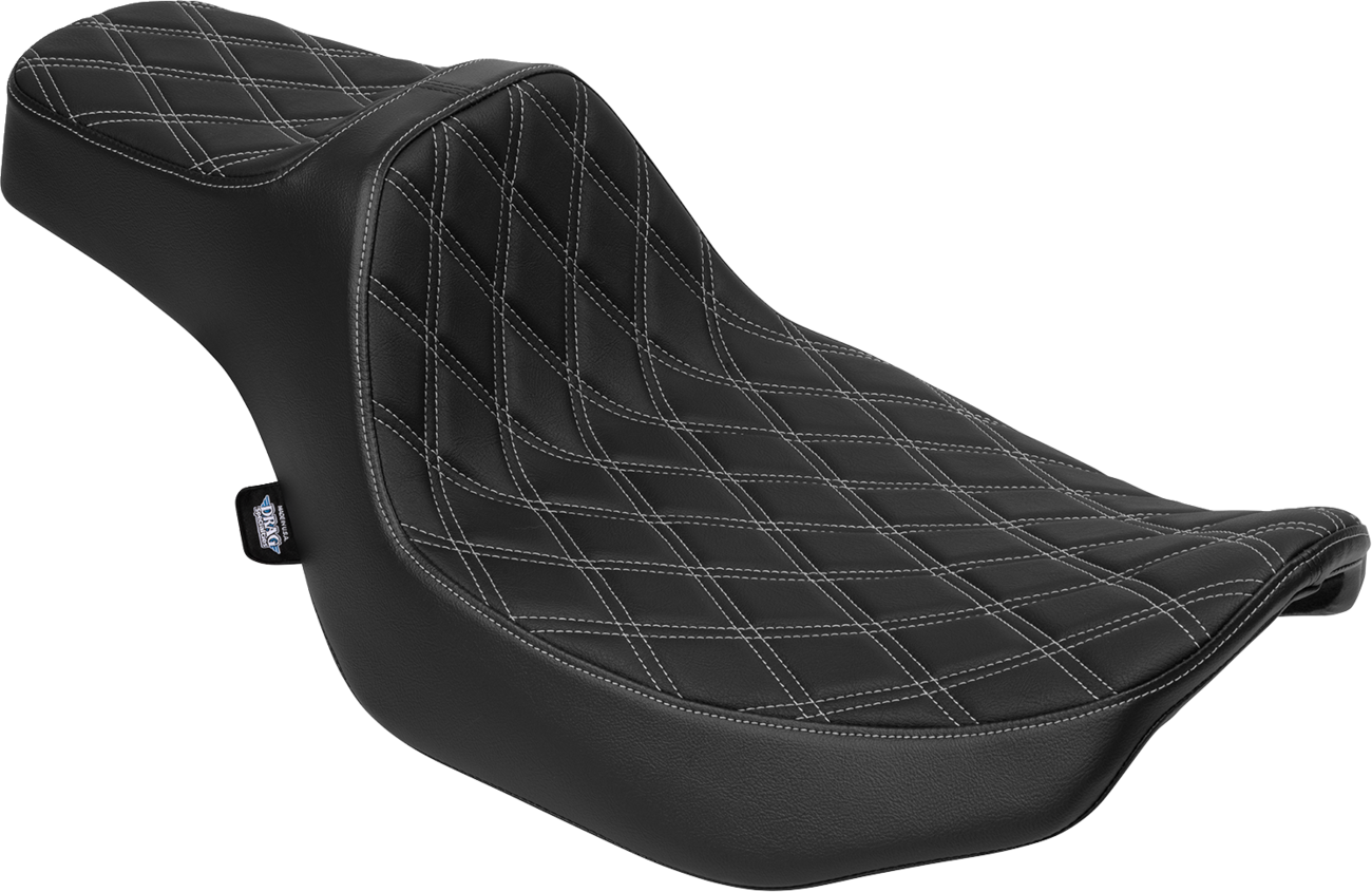Drag Specialties Seats Extended Reach Predator III Seat - Vinyl - Silver Double Diamond Stitch - FLT/FLH '23-'25