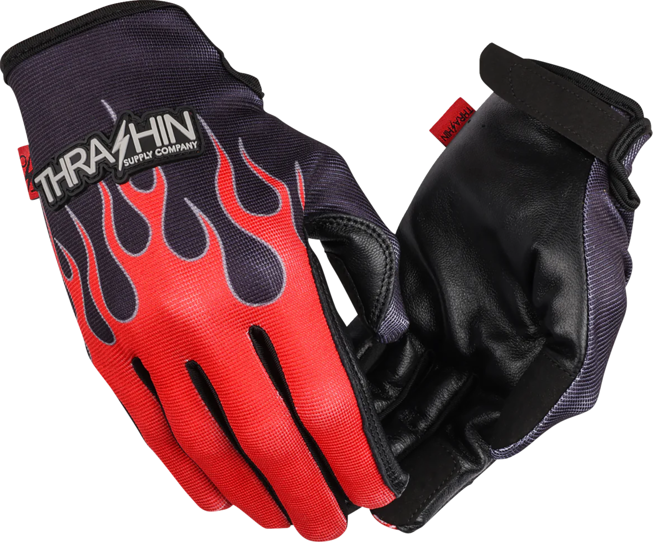 Thrashin Supply CO. Stealth Leather Palm Flame Gloves
