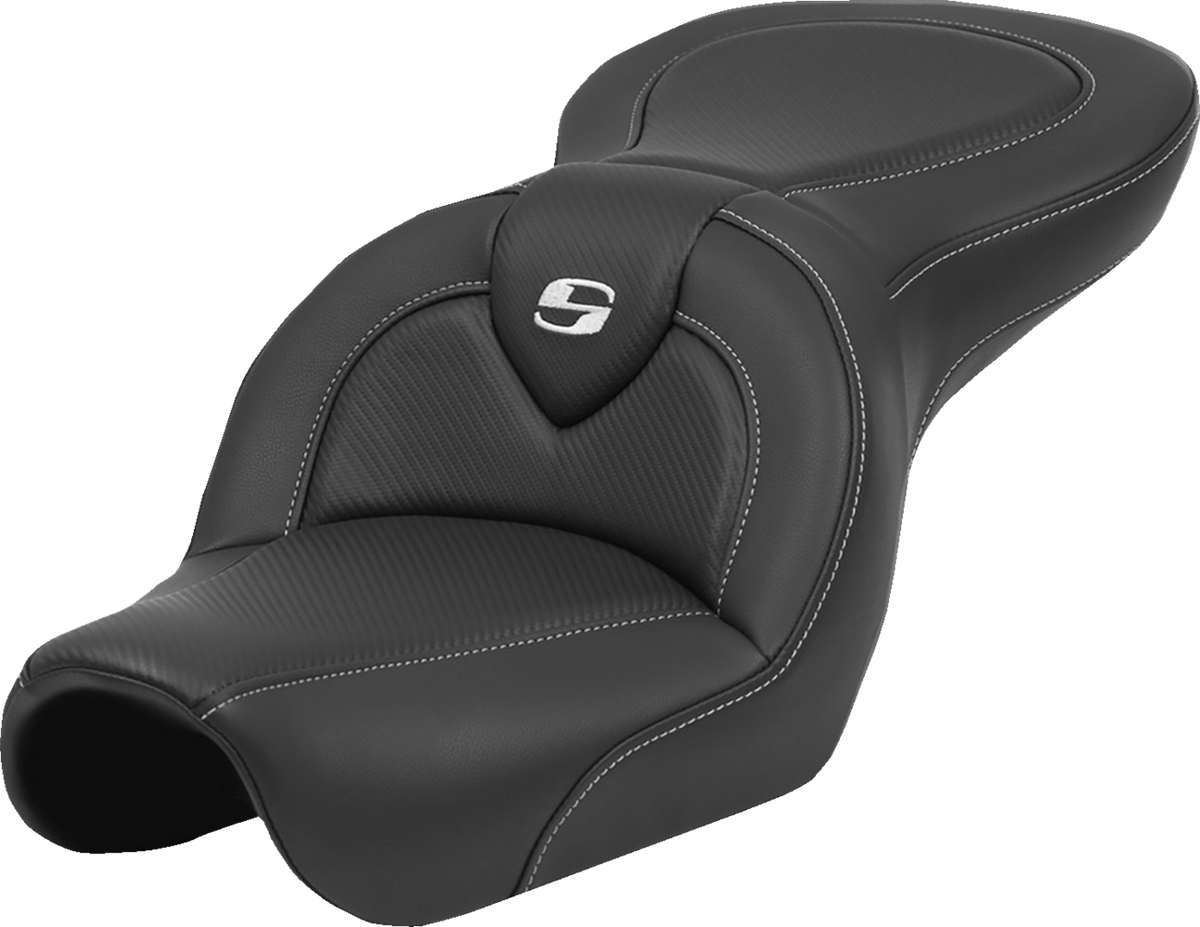 Saddlemen Roadsofa™ Seat - Carbon Fiber - Black Stitch - Without Backrest - FL '04-'05