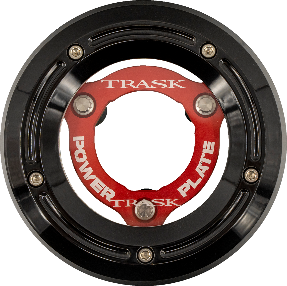 Trask Derby Cover With Power Plate - Black/Red - Kit - '18-'25 Softail