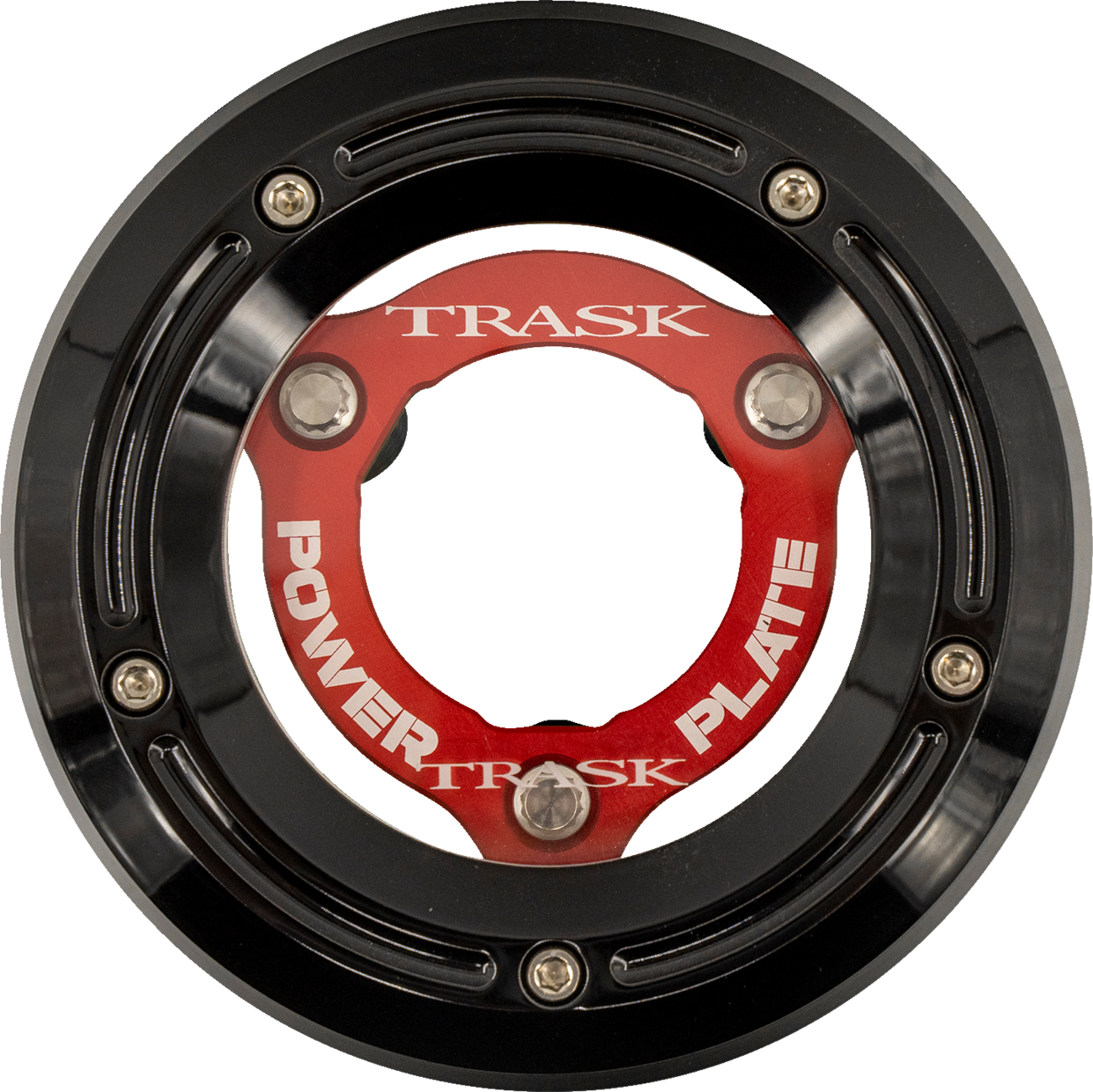 Trask Derby Cover With Power Plate - Black/Red - Kit - '18-'25 Softail