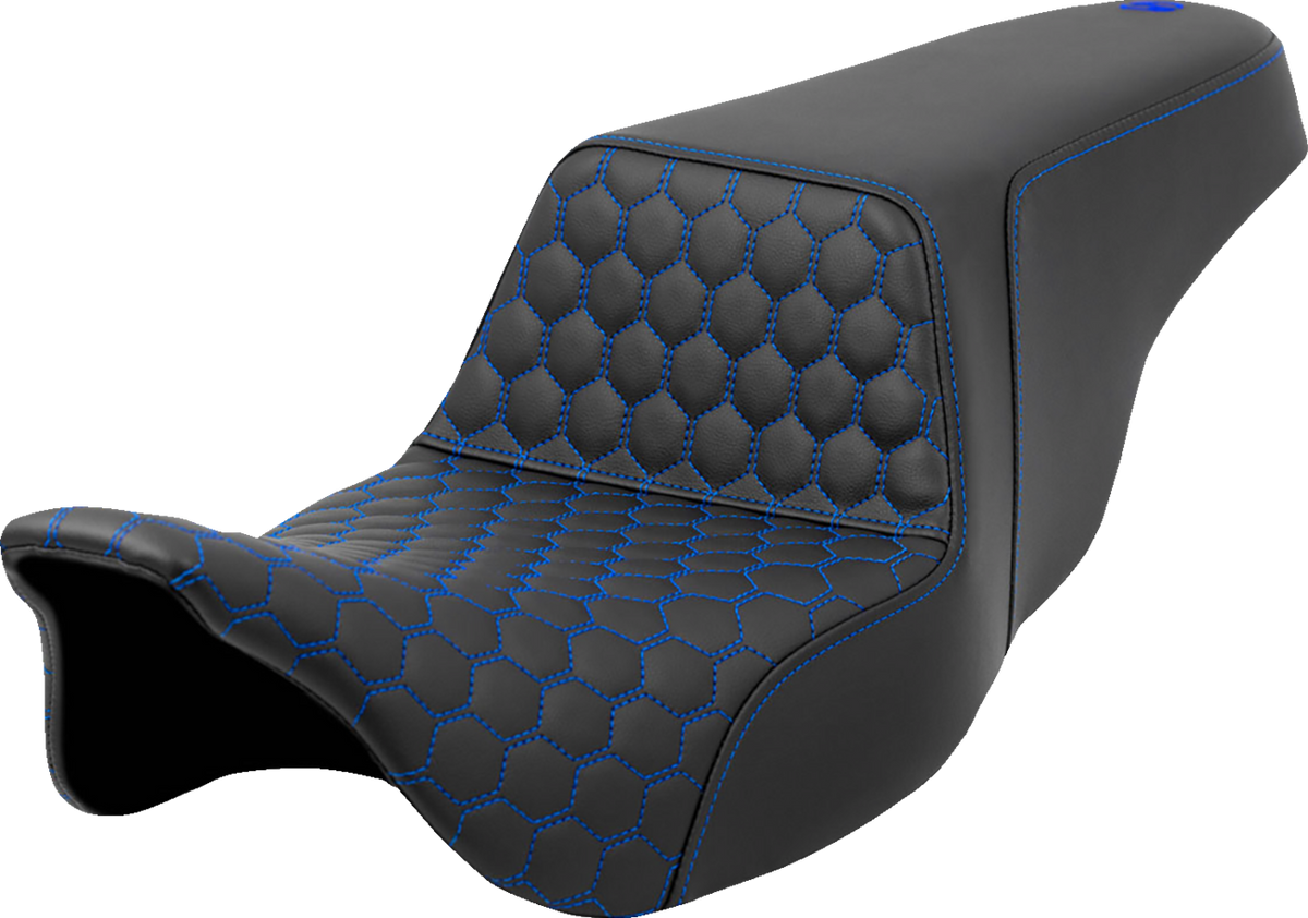 Saddlemen Step-Up Seat - Honeycomb - Blue Stitching - FL '08-'23