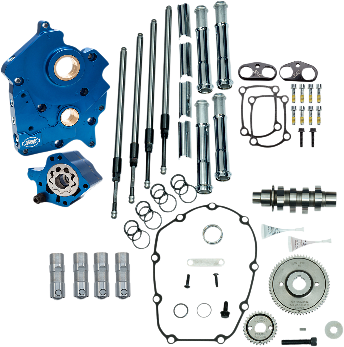 S&amp;S Cycle Cam Chest Kit - Oil Cooled - Gear Drive - 465 Cam - Chrome Pushrod Tubes - M8