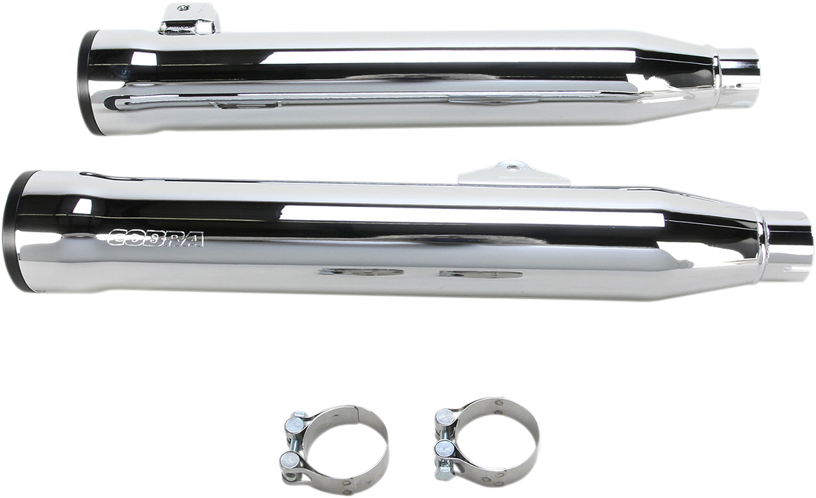 Cobra Slip-On Mufflers With Race-Pro Tips - 3" - Chrome - FXDWG '10-'17