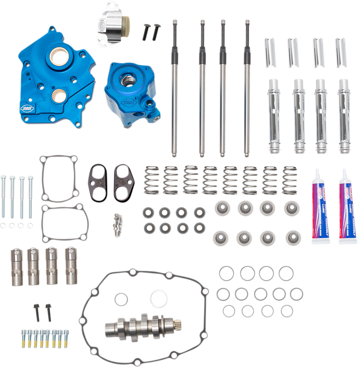 S&amp;S Cycle Cam Chest Kit - Oil Cooled - Chain Drive - 550 Cam - Chrome Pushrod Tubes - M8
