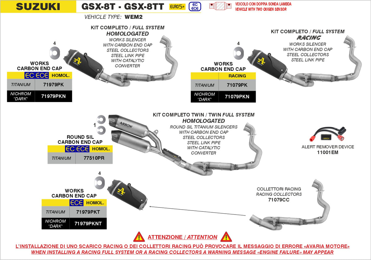 Arrow 71079PKN Works Nichrom Dark Racing Full System With Carbon End Cap