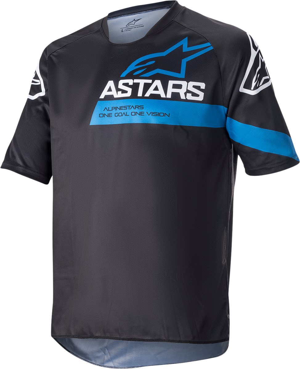 Alpinestars Racer V3 Short-Sleeve Jersey - Black/Bright Blue - Medium