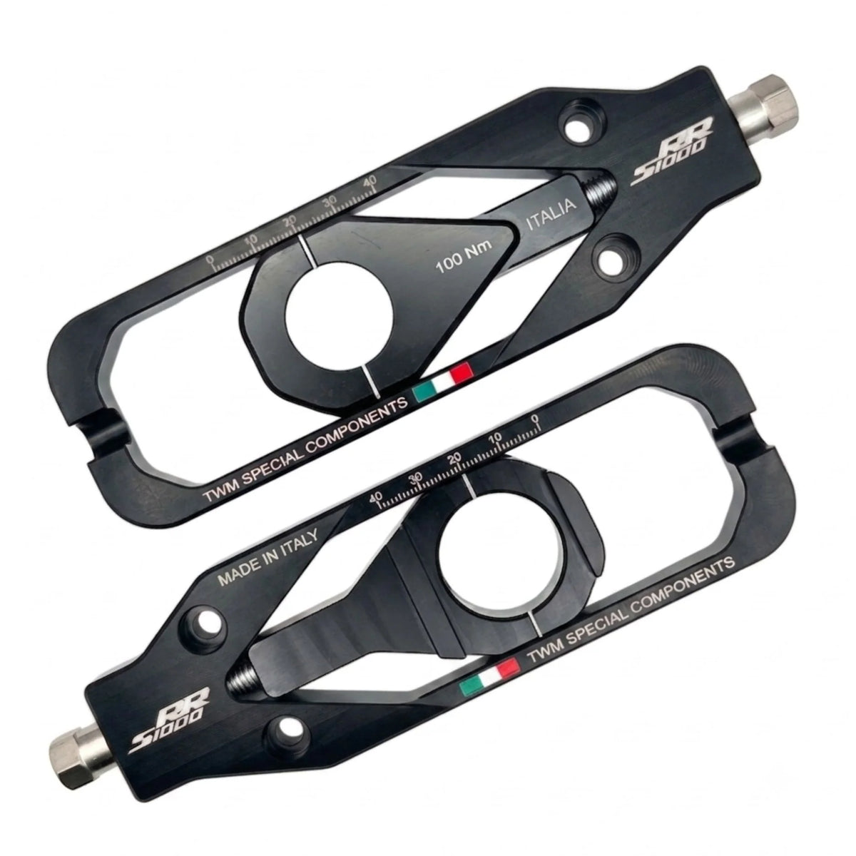 TWM CNC Aluminum Chain Adjusters for BMW - TCBMW.02 in Black - Set Photo - TCBMW.02.N