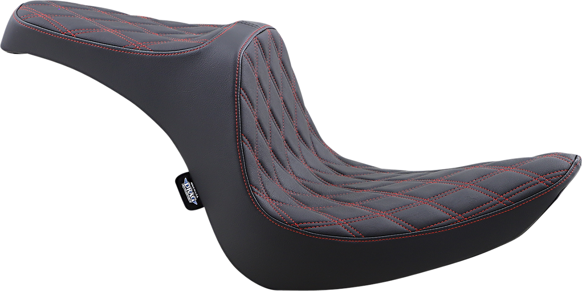 Drag Specialties Seats Predator III 2-Up Seat - Vinyl - Double Diamond - Red Stitching - Softail '06-'17